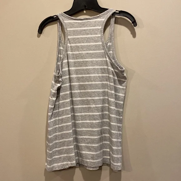 Banana Republic womens large gray and white striped tank top - Picture 6 of 6